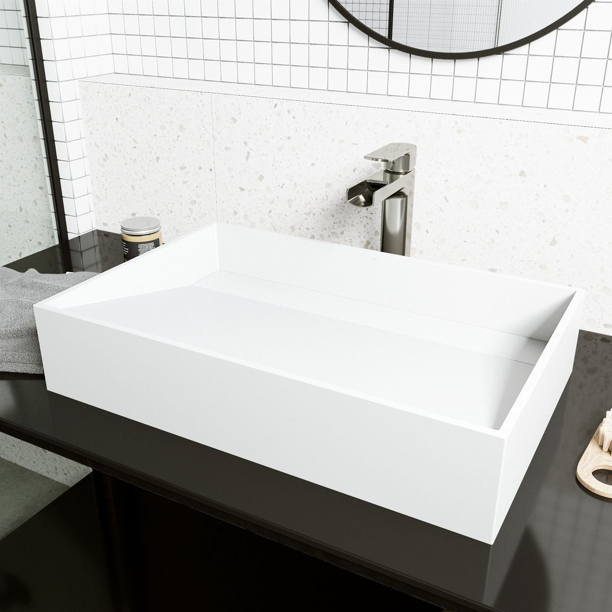 Starr Modern MatteStone 23x15-in Deep White Bathroom Sink/Basin with Rectangular Vessel Q3S0 - product image 8