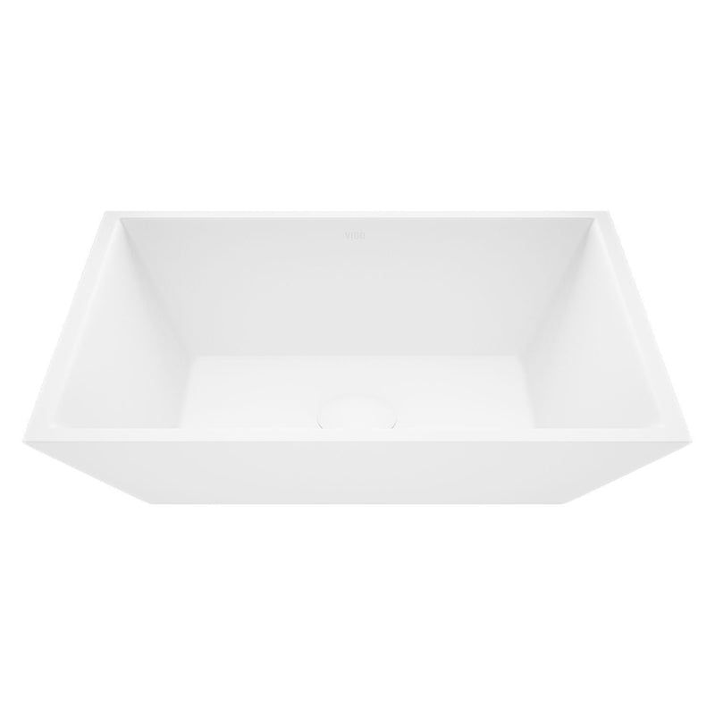 Vinca Matte Stone Vessel Bathroom Sink/Basin with Deep Bowl, White G1N1