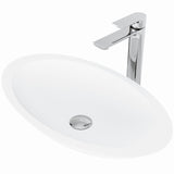 Wisteria MatteStone White Bathroom Sink/Basin Set with Norfolk Faucet and Oval Composite Vessel C7S1 - product image 1
