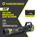 48V Lithium Ion Max Brushless AeroForce 2.0 750 CFM Leaf Blower Kit with (1) 4.0Ah Battery & (1) 2.0A Charger T4R1 - product image 6