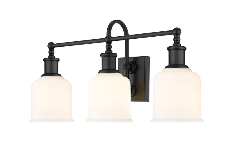 Bryant 3-Light Vanity Light, Black with Opal Shade Q8F6