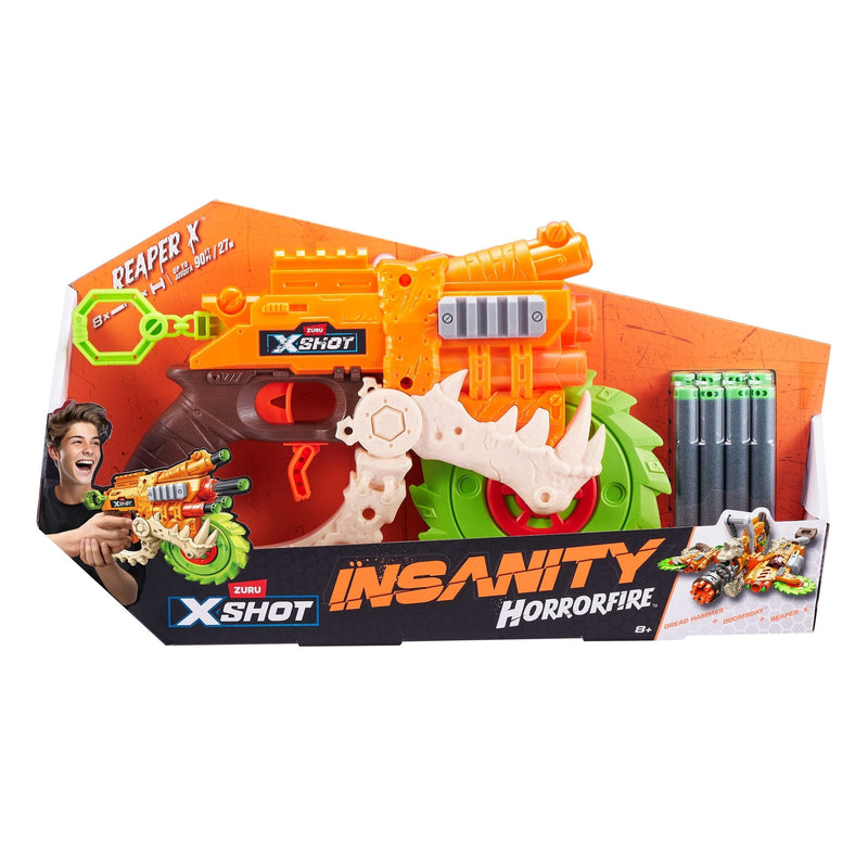 X-Shot Insanity HorrorFire Reaper X Dart Blaster with Saw Blade, Includes 8-Darts, Ages 8+ T2C8